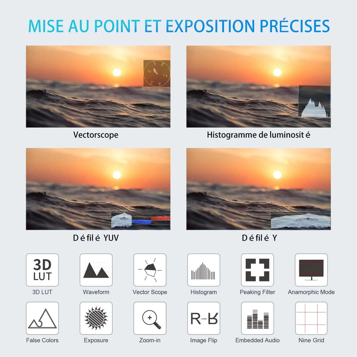 FEELWORLD FW568 V3 Moniteur de Champ pour Appareil Photo Reflex numérique 6" avec LUT de Forme d'onde Assistance de Mise au Point vidéo 1920 x 1080 IPS avec entrée 4K HDMI 8,4 V CC Batterie Incluse