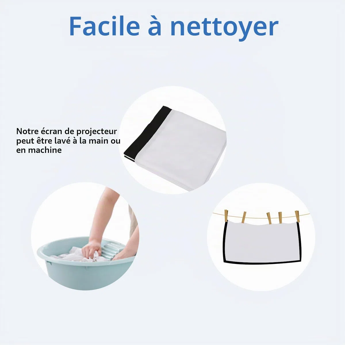Écran de Projection Portable d'extérieur : écran de Projection Pliable de 120 Pouces avec Pieds de Support et Sac de Transport pour fête de Camping