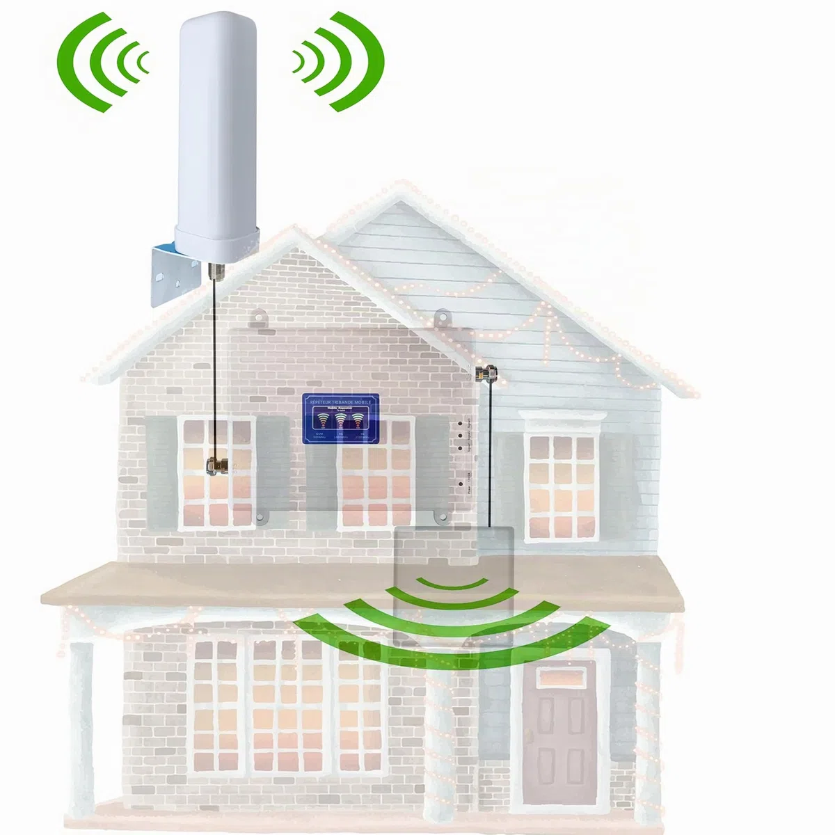 Amplificateur de Signal Mobile, Répéteur 2G/3G/4G, 70dB (Band1/3/8-900/1800/2100mhz)