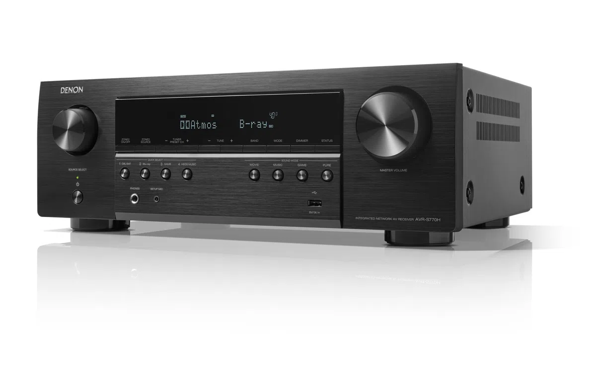 Denon AVR-S770H Récepteur AV 7.2 canaux avec Dolby Atmos, DTS:X, 6 entrées HDMI et 1 Sortie, HDMI 8K, Bluetooth, Wi-FI, AirPlay 2, HEOS Multiroom, Compatible Alexa
