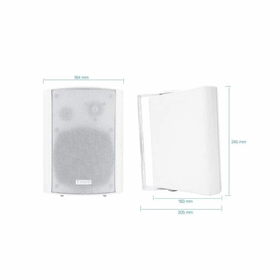 TooQ TQOWS-01W - Enceintes murales Autonomes, Puissance de Sortie RMS: 2x30W, Fréquence: 70Hz-16Khz, 2xRCA, 1x Jack 3.5, contrôleurs de Volume, Blanc