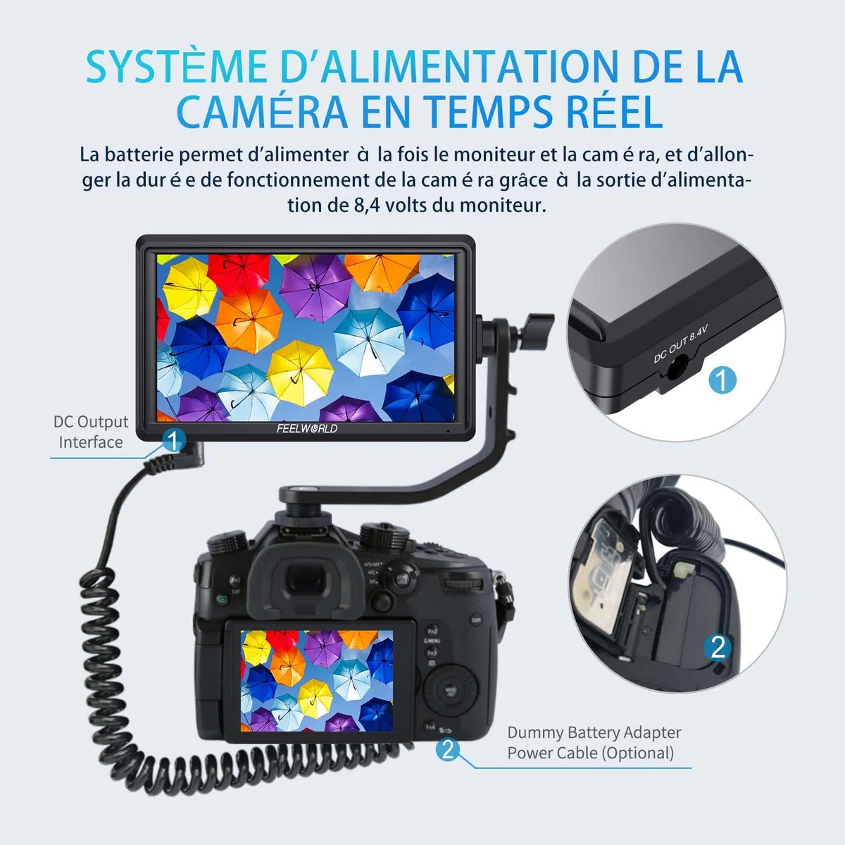 FEELWORLD FW568 V3 Moniteur de Champ pour Appareil Photo Reflex numérique 6" avec LUT de Forme d'onde Assistance de Mise au Point vidéo 1920 x 1080 IPS avec entrée 4K HDMI 8,4 V CC Batterie Incluse