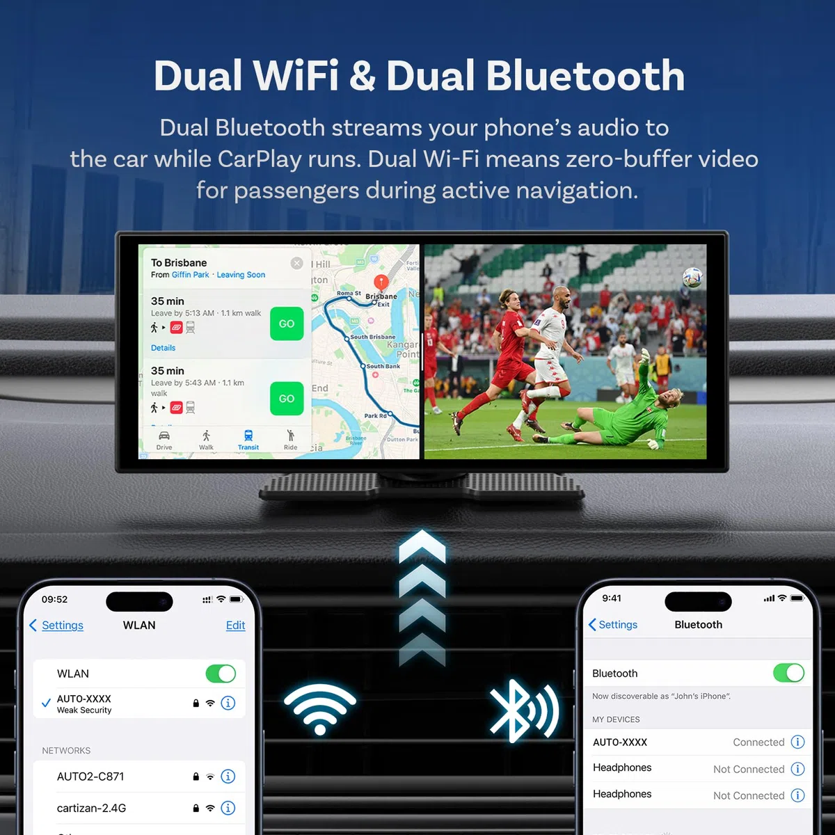 OTTOCAST Ottoscreen AI, Écran CarPlay Voiture sans Fil 11,4 Pouces Autoradio Android Auto Stéréo Car Play avec Caméra Arrière 1080P, 1920 x 720 Pixels, Android 15 OS