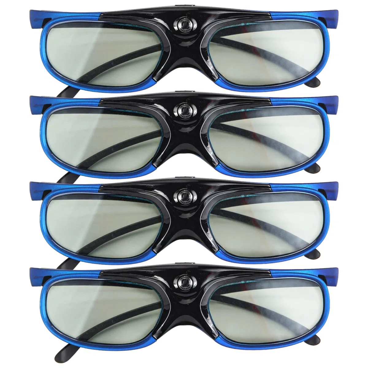 4 paires de lunettes 3D rechargeables, compatibles avec les projecteurs Dlp-Link, Xgimi, Jmgo, taux de rafraîchissement de 144 Hz, large vue, monture bleue