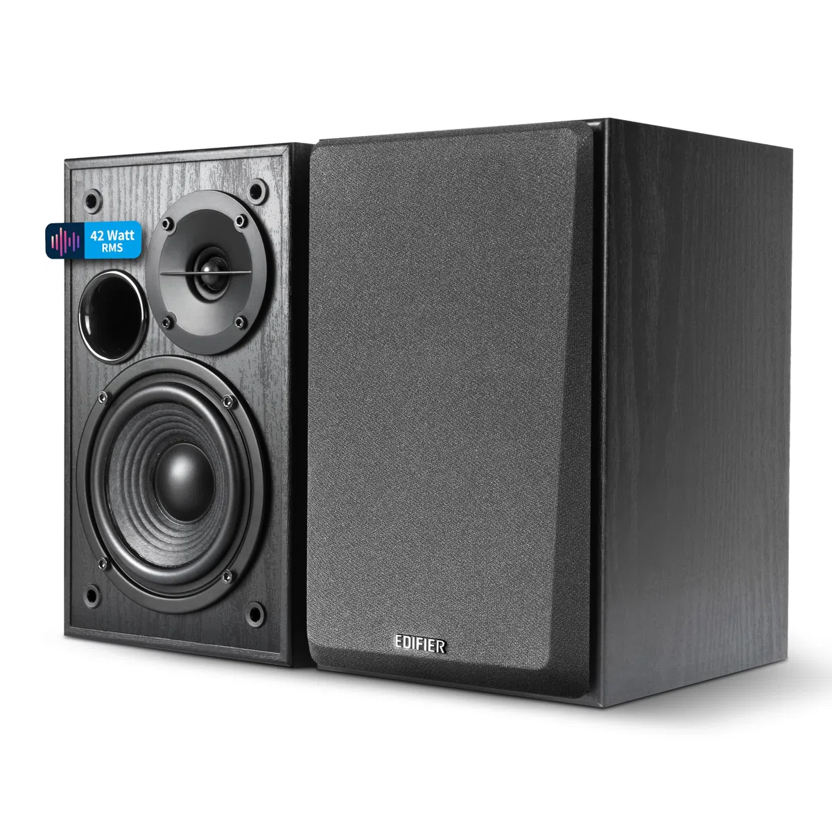 Edifier R1100 Enceintes Actives – 42W RMS Avec Bass-Reflex – Réglage Rrécis Du Son – Entrées RCA + AUX – Boîtier En Bois MDF Elégant – Idéal Pour Musique & Films – Noir