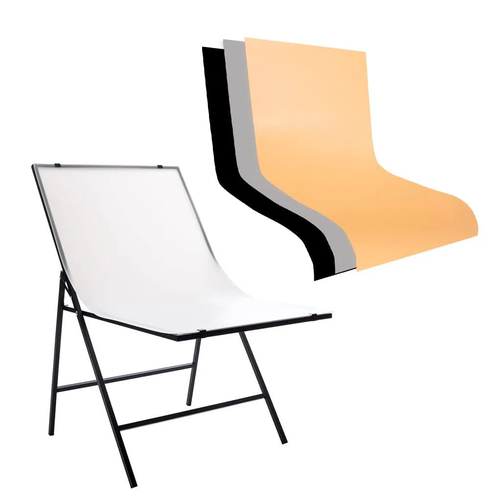 Table de prise de vue avec 3 toiles de fond en PVC, 60 x 100 cm, support de photographie nature morte, facile à nettoyer, pliable et portable pour affichage de produits et produits de commerce