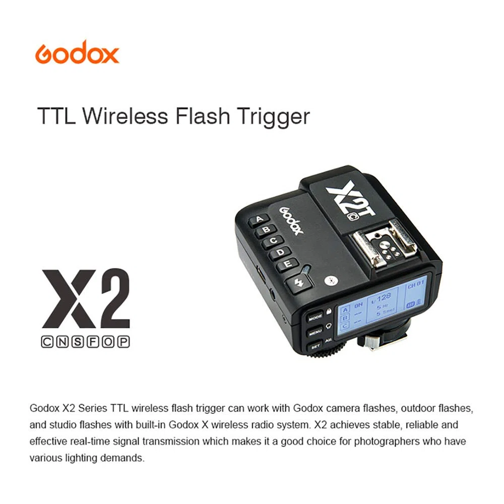 Godox X2T-O TTL Déclencheur de Flash 1/8000s HSS 2.4G LCD Écran Transmetteur à Distance sans Fil Trigger Compatible avec Caméra Olympus, Panasonic/Godox V1-O/TT350-O/V860II/AD200/AD200Pro