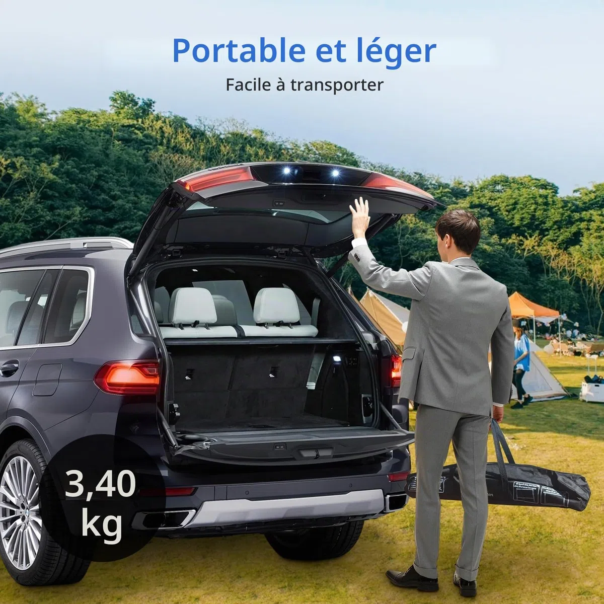 Écran de Projection Portable d'extérieur : écran de Projection Pliable de 120 Pouces avec Pieds de Support et Sac de Transport pour fête de Camping